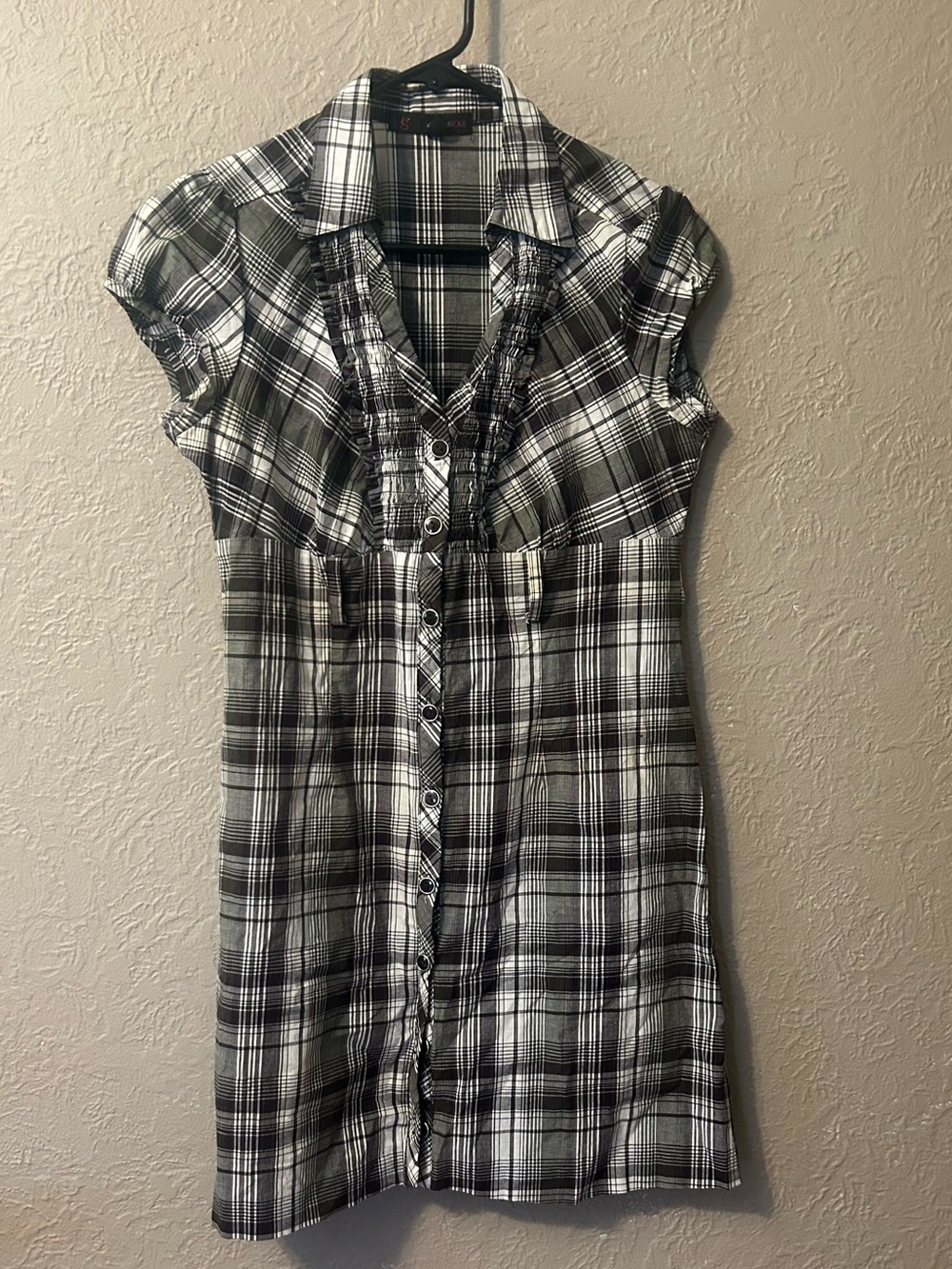 HeartSoul Black and White Plaid Button-Front Dress